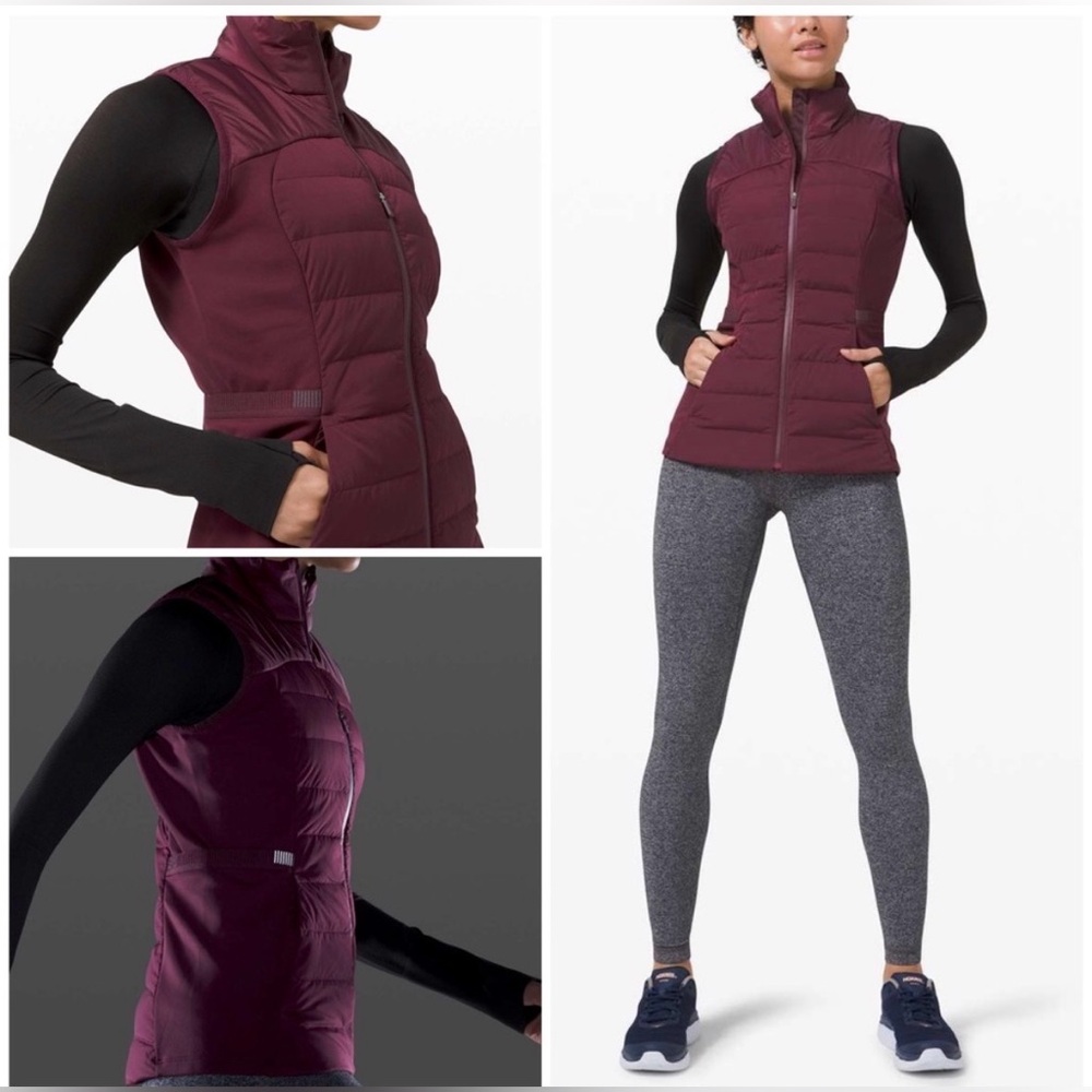 Lululemon Down For It All Puffer Vest Full Zip Goose Down burgundy 
Women's 10
